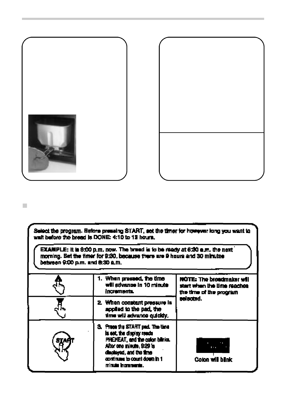 P rogramming the delay timer for bread or dough | Toastmaster 1143S User Manual | Page 22 / 60