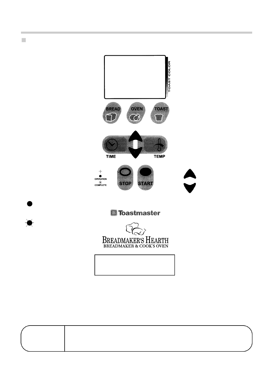 Control panel | Toastmaster 1143S User Manual | Page 7 / 60