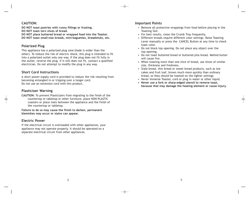 Toastmaster RHT2RET User Manual | Page 4 / 12