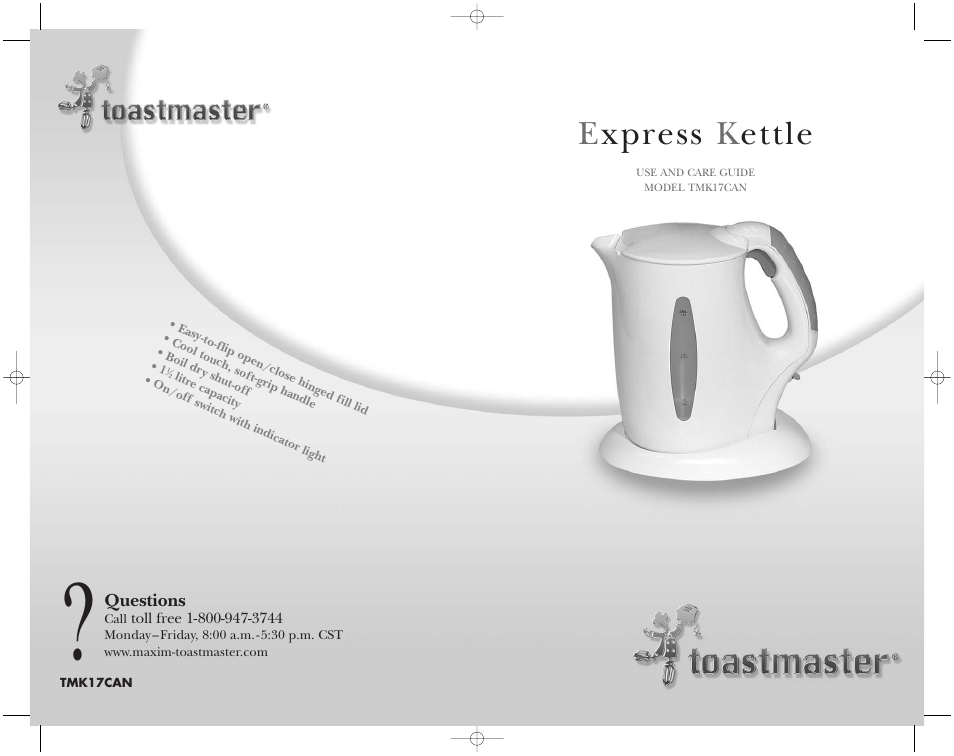 Toastmaster TMK17CAN User Manual | 12 pages
