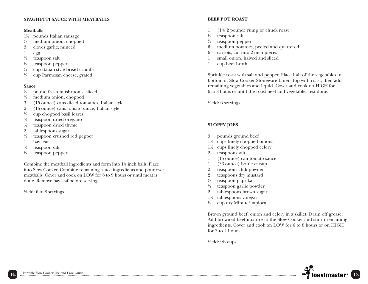 Toastmaster TSC4P User Manual | Page 16 / 24