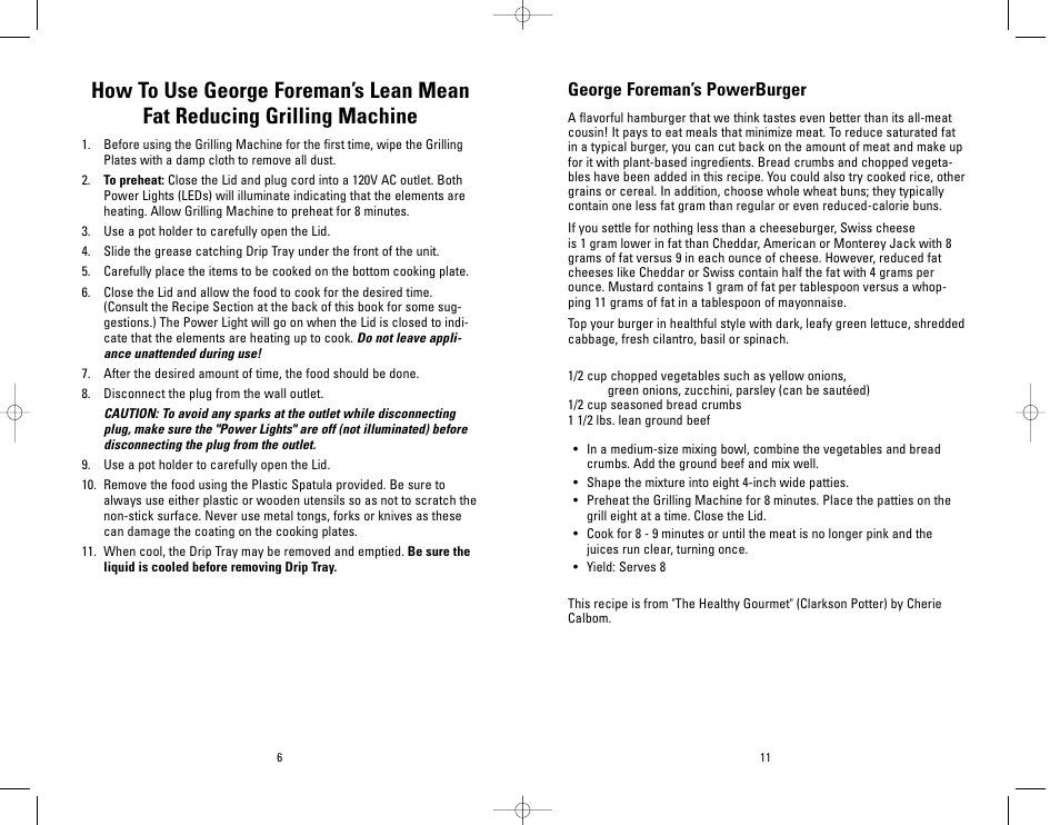 George foreman’s powerburger | Toastmaster GR39A User Manual | Page 11 / 16