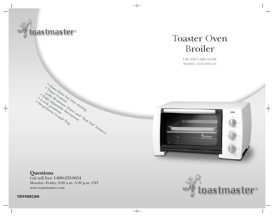 Toaster o ven b roiler | Toastmaster TOV400CAN User Manual | Page 12 / 12