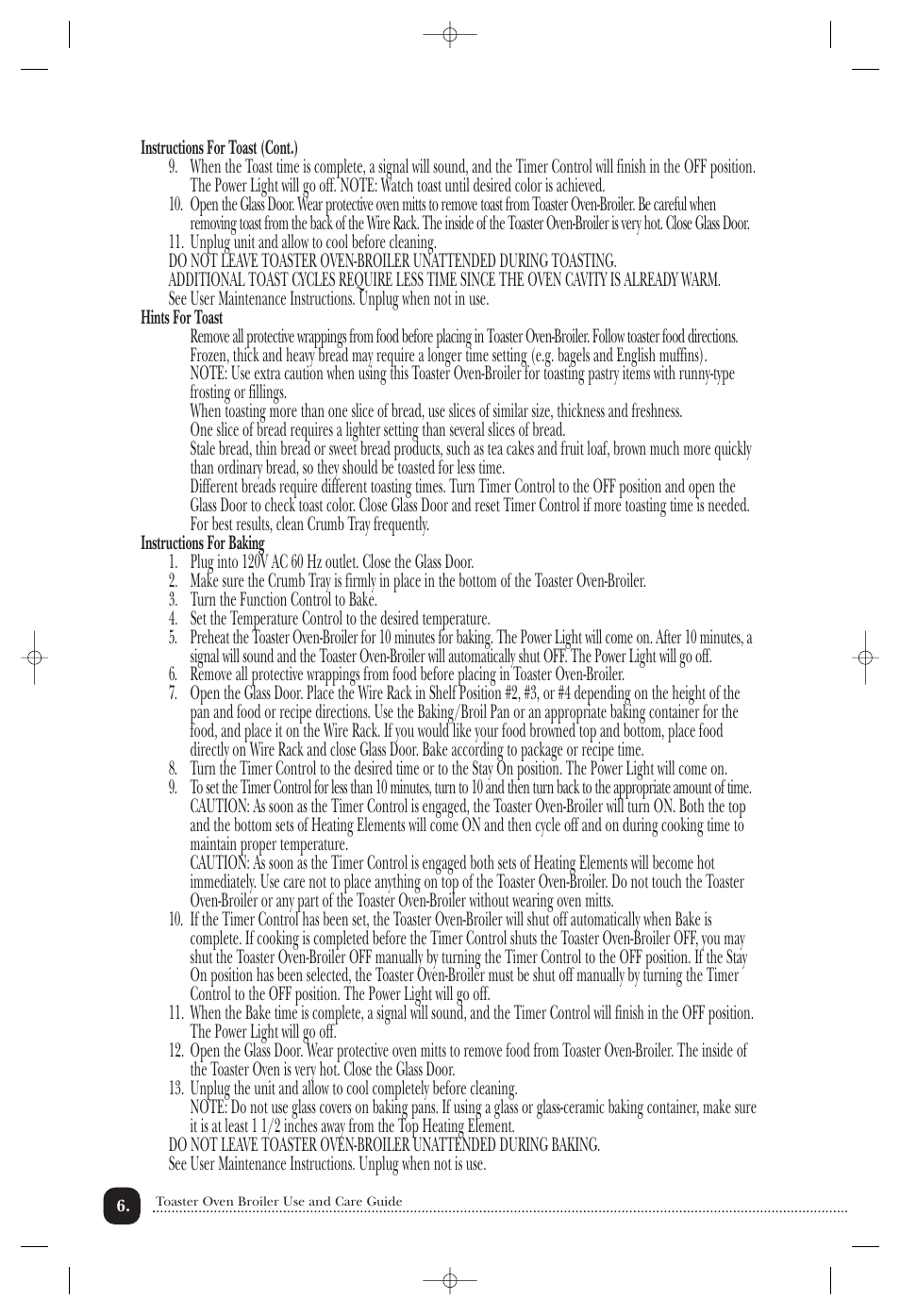 Toastmaster TOV400CAN User Manual | Page 7 / 12