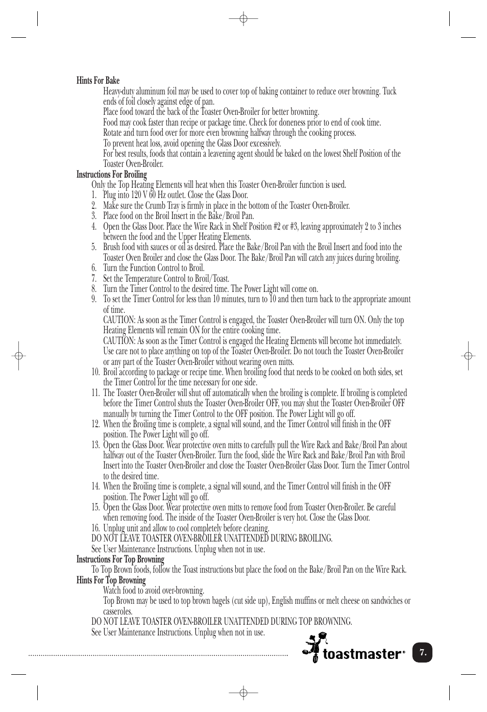 Toastmaster TOV400CAN User Manual | Page 8 / 12