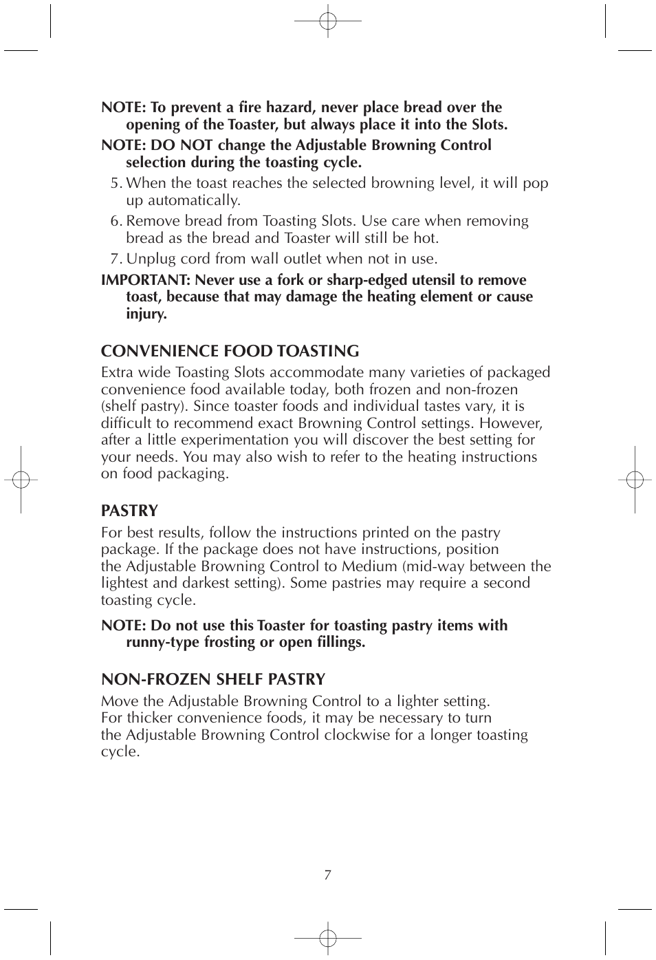 Toastmaster T210/T210B User Manual | Page 7 / 10