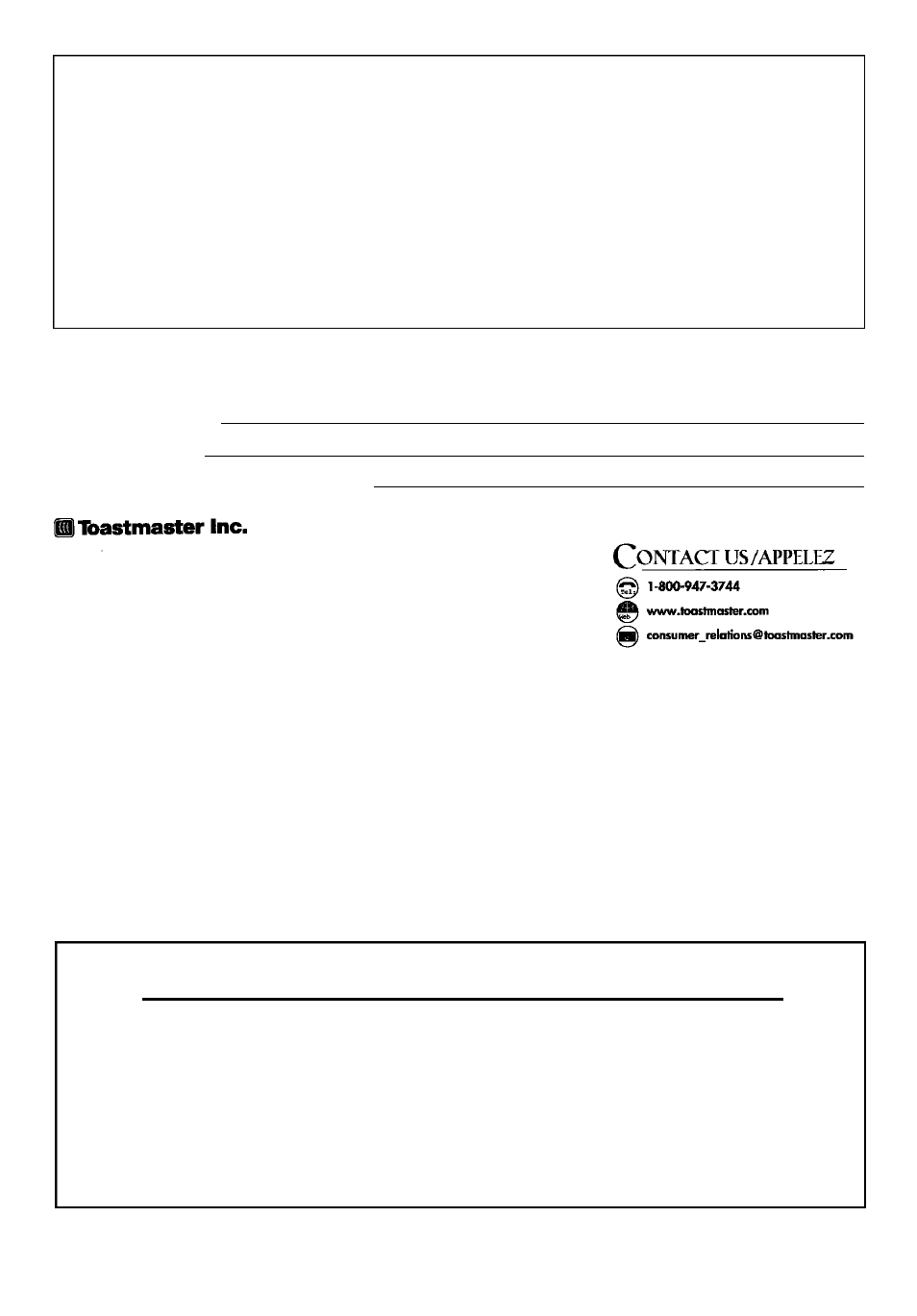 5one year limited warranty | Toastmaster 6504U User Manual | Page 5 / 5