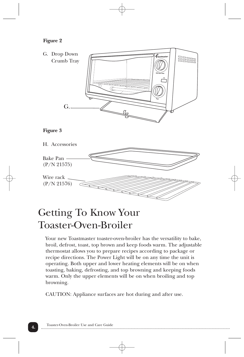 Getting to know your toaster-oven-broiler | Toastmaster 310/310CAN User Manual | Page 5 / 14