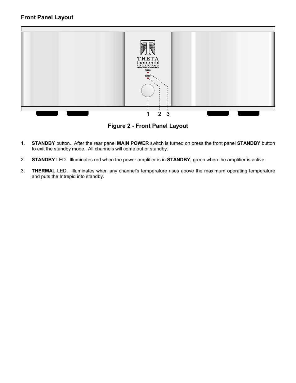 Front panel layout | Theta Digital Intrepid User Manual | Page 10 / 20