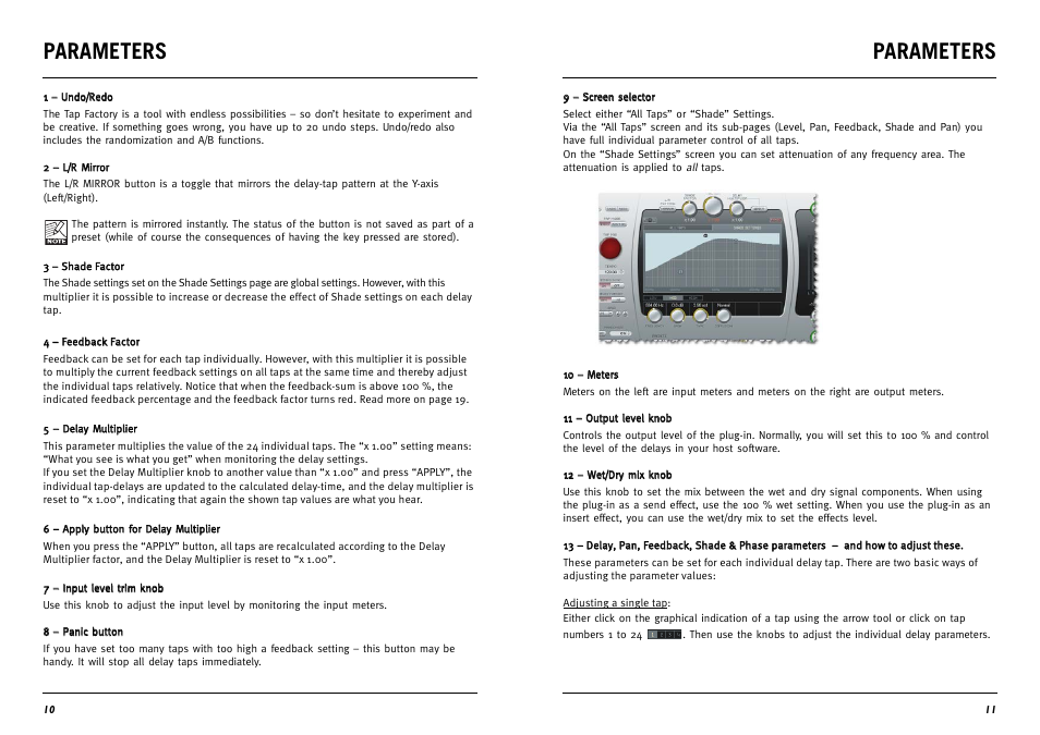 Parameters | TC electronic SDN BHD Tap Factory Multi-Tap Delay User Manual | Page 6 / 12