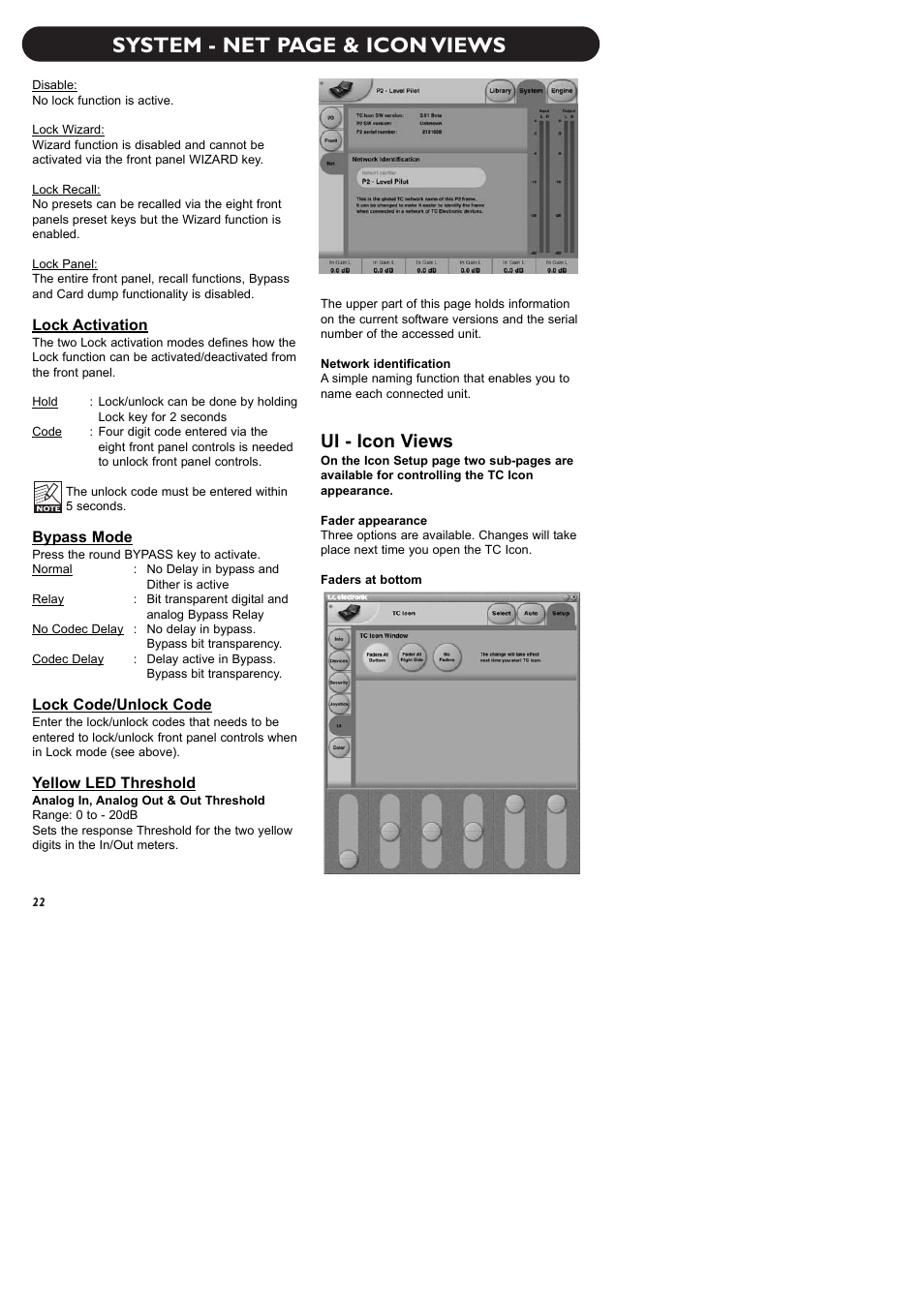 System - net page & icon views, Ui - icon views | TC electronic SDN BHD P2 User Manual | Page 24 / 41