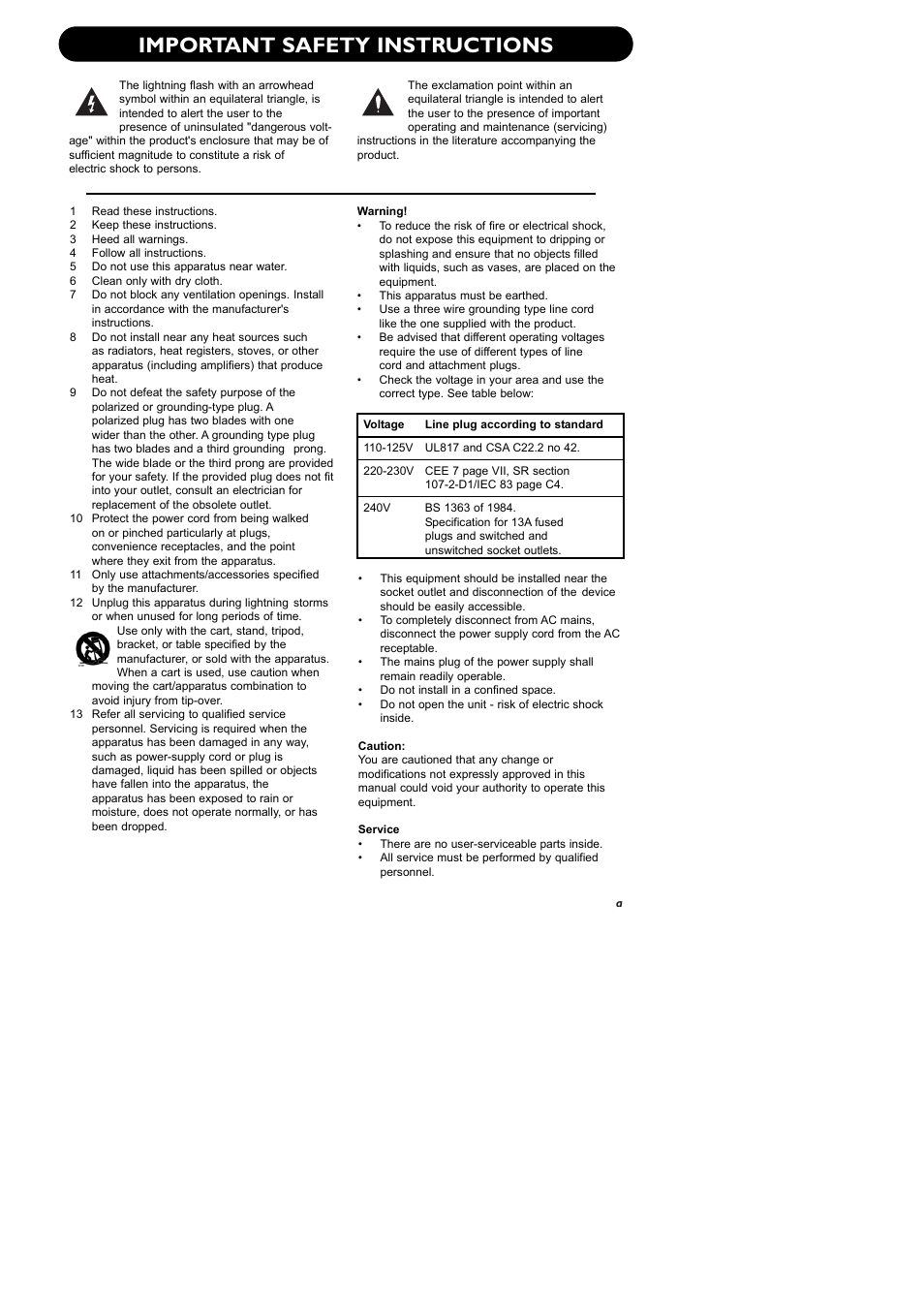 Important safety instructions | TC electronic SDN BHD P2 User Manual | Page 3 / 41