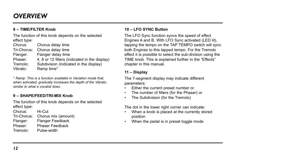 Overview | TC Electronic NM-1 Nova Modulator User Manual | Page 12 / 34