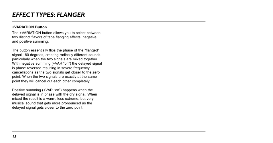 Effect types: flanger | TC Electronic NM-1 Nova Modulator User Manual | Page 18 / 34