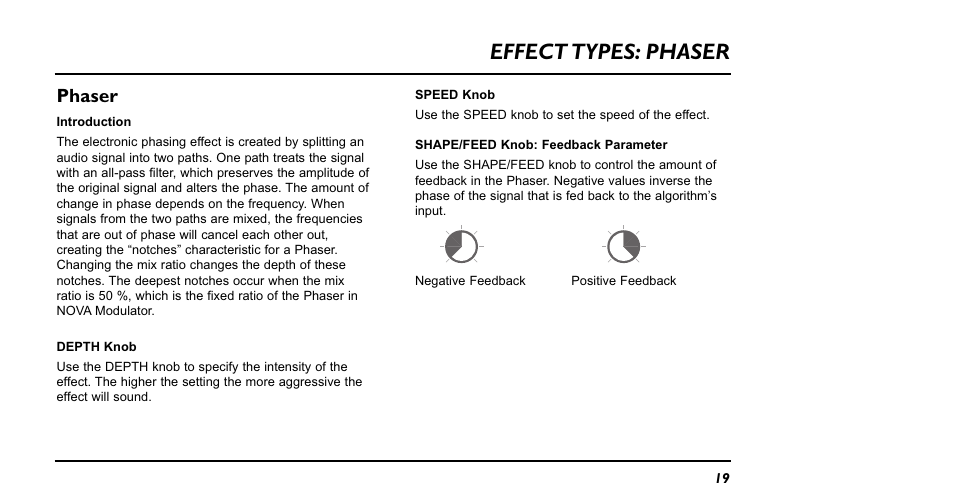 Effect types: phaser, Phaser | TC Electronic NM-1 Nova Modulator User Manual | Page 19 / 34