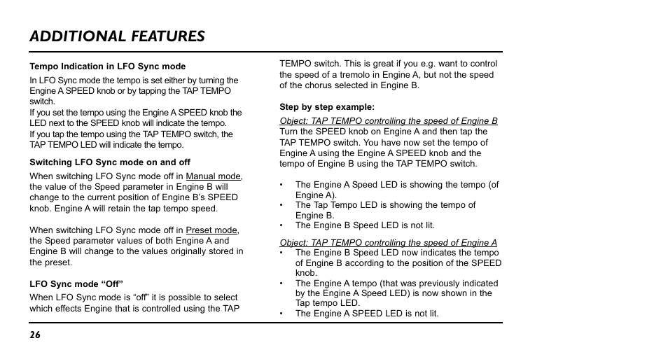 Additional features | TC Electronic NM-1 Nova Modulator User Manual | Page 26 / 34