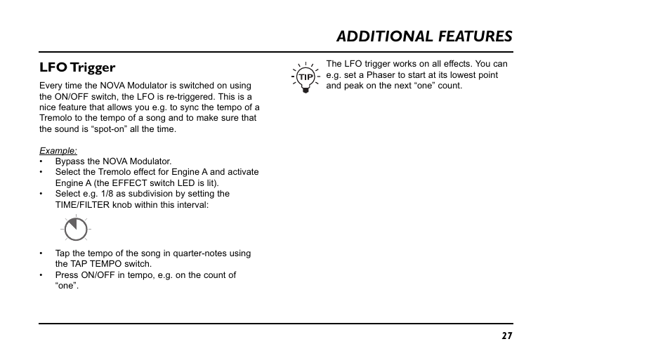 Additional features, Lfo trigger | TC Electronic NM-1 Nova Modulator User Manual | Page 27 / 34