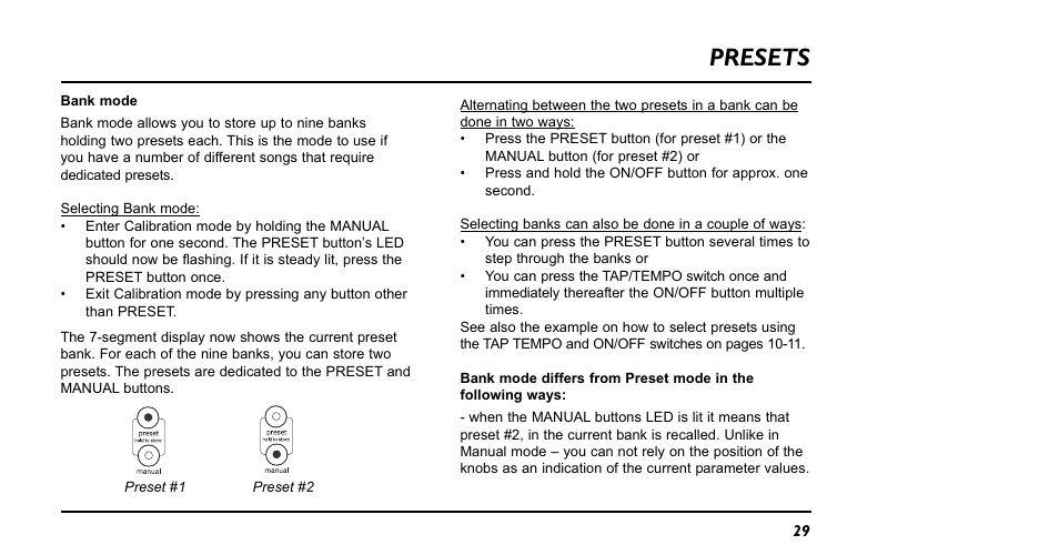 Presets | TC Electronic NM-1 Nova Modulator User Manual | Page 29 / 34