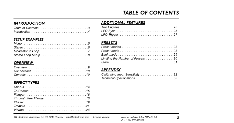 TC Electronic NM-1 Nova Modulator User Manual | Page 3 / 34