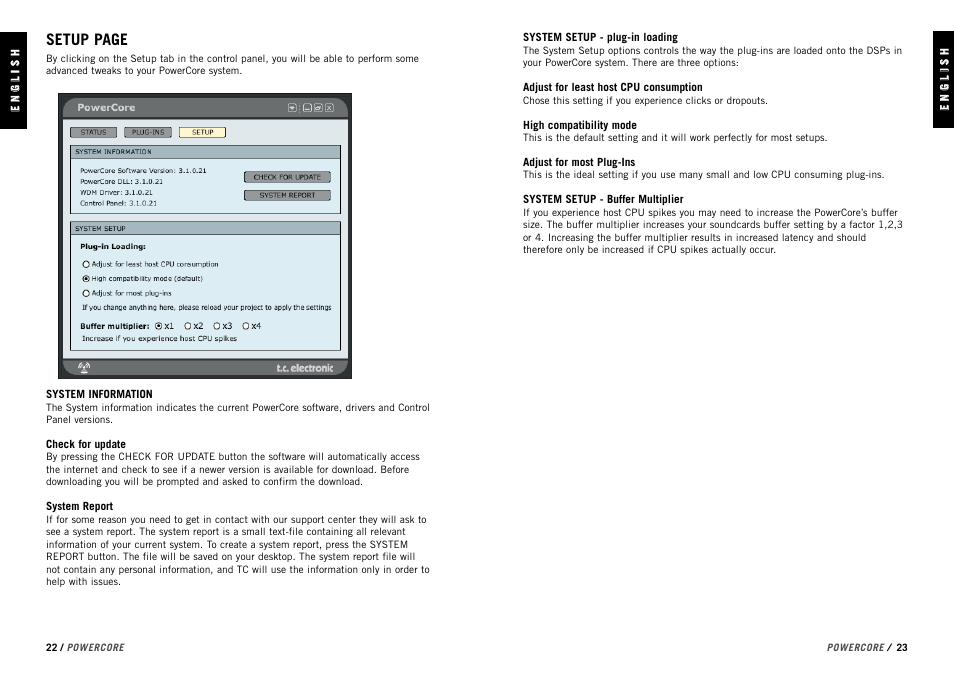 Setup page | TC electronic SDN BHD PowerCore User Manual | Page 13 / 22