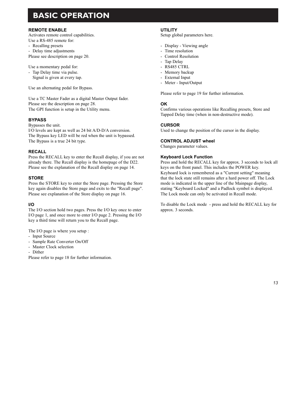 Basic operation | TC electronic SDN BHD D22 User Manual | Page 15 / 30