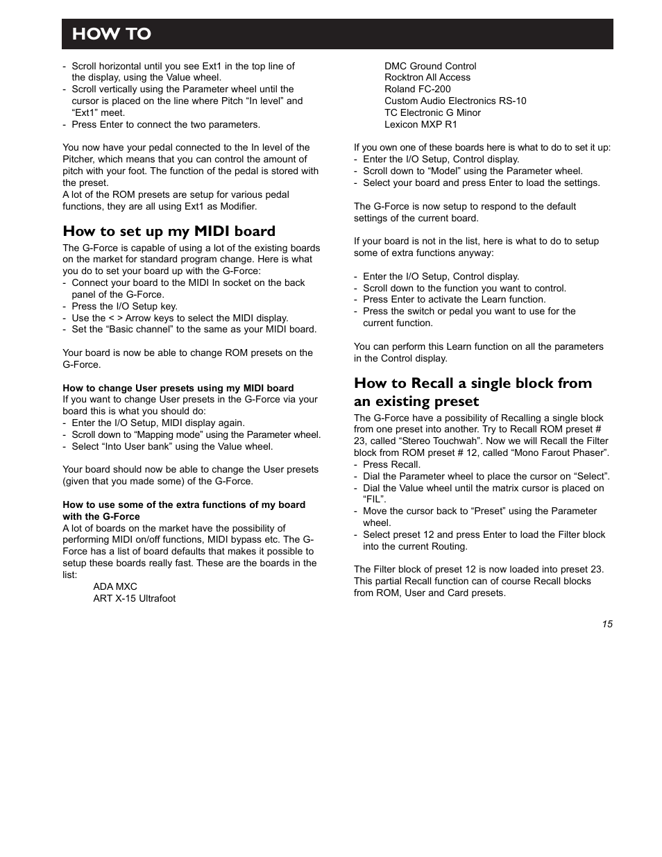 How to, How to set up my midi board | TC Electronic G-Force User Manual | Page 17 / 63