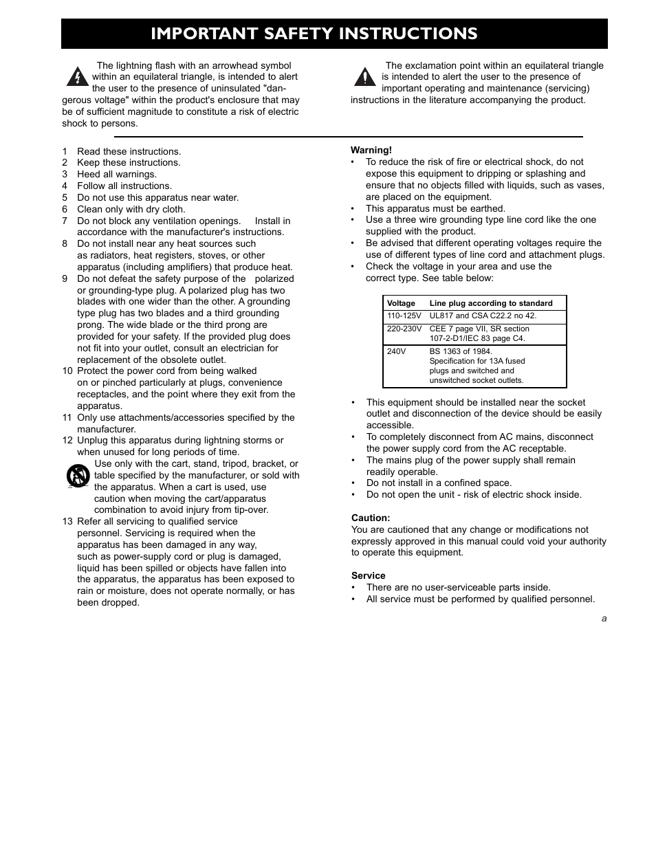 Important safety instructions | TC Electronic G-Force User Manual | Page 3 / 63