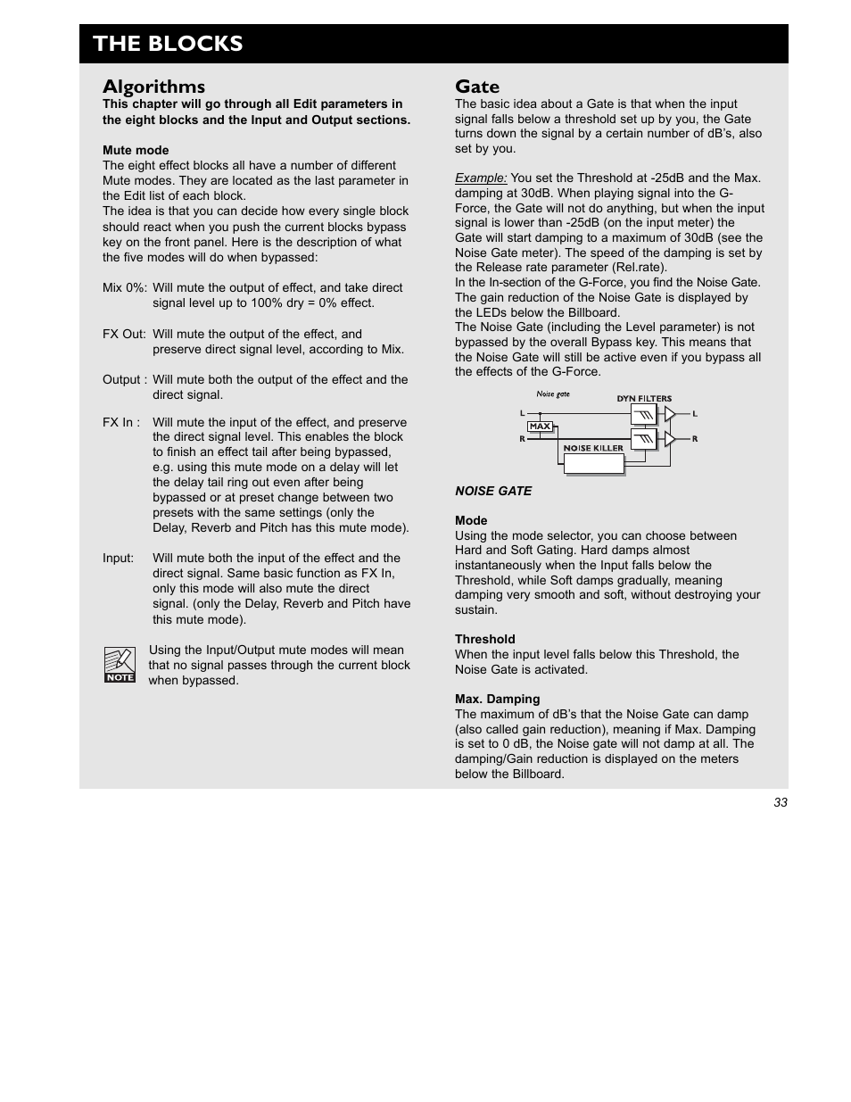 The blocks, Algorithms, Gate | TC Electronic G-Force User Manual | Page 35 / 63