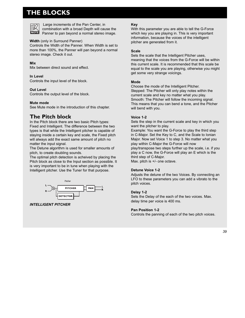 The blocks, The pitch block | TC Electronic G-Force User Manual | Page 41 / 63