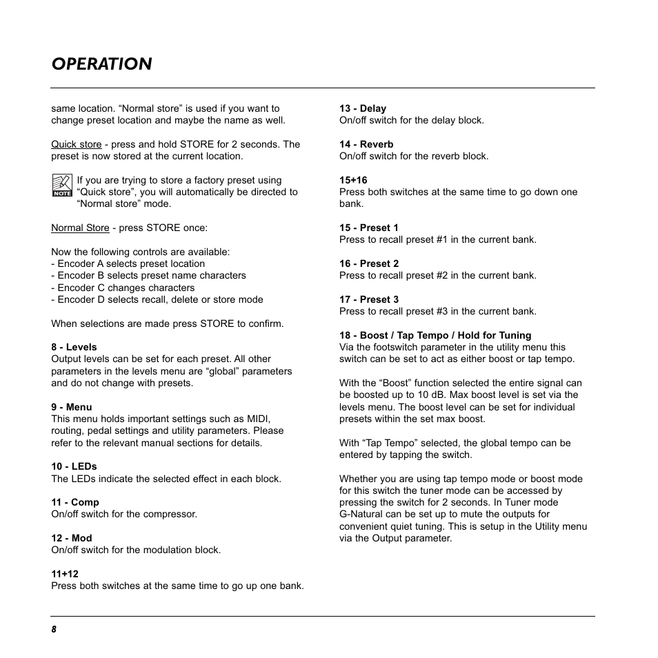 Operation | TC Electronic G-Natural User Manual | Page 10 / 34