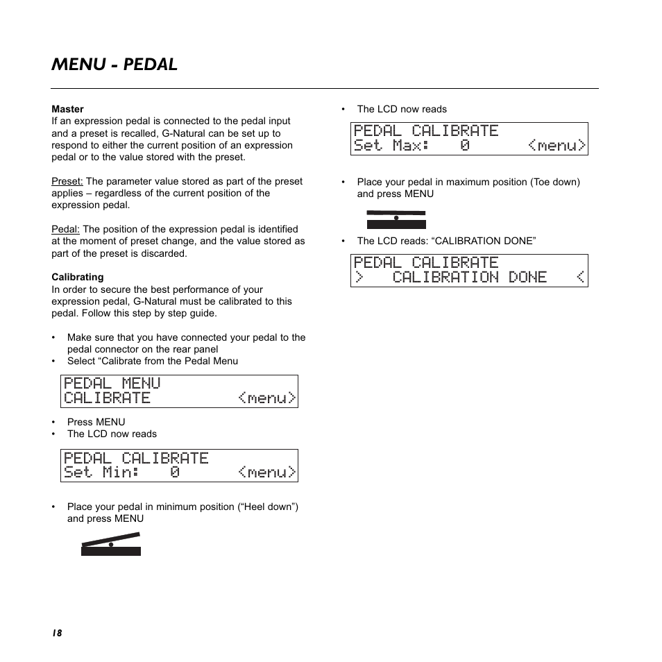 Menu - pedal | TC Electronic G-Natural User Manual | Page 20 / 34