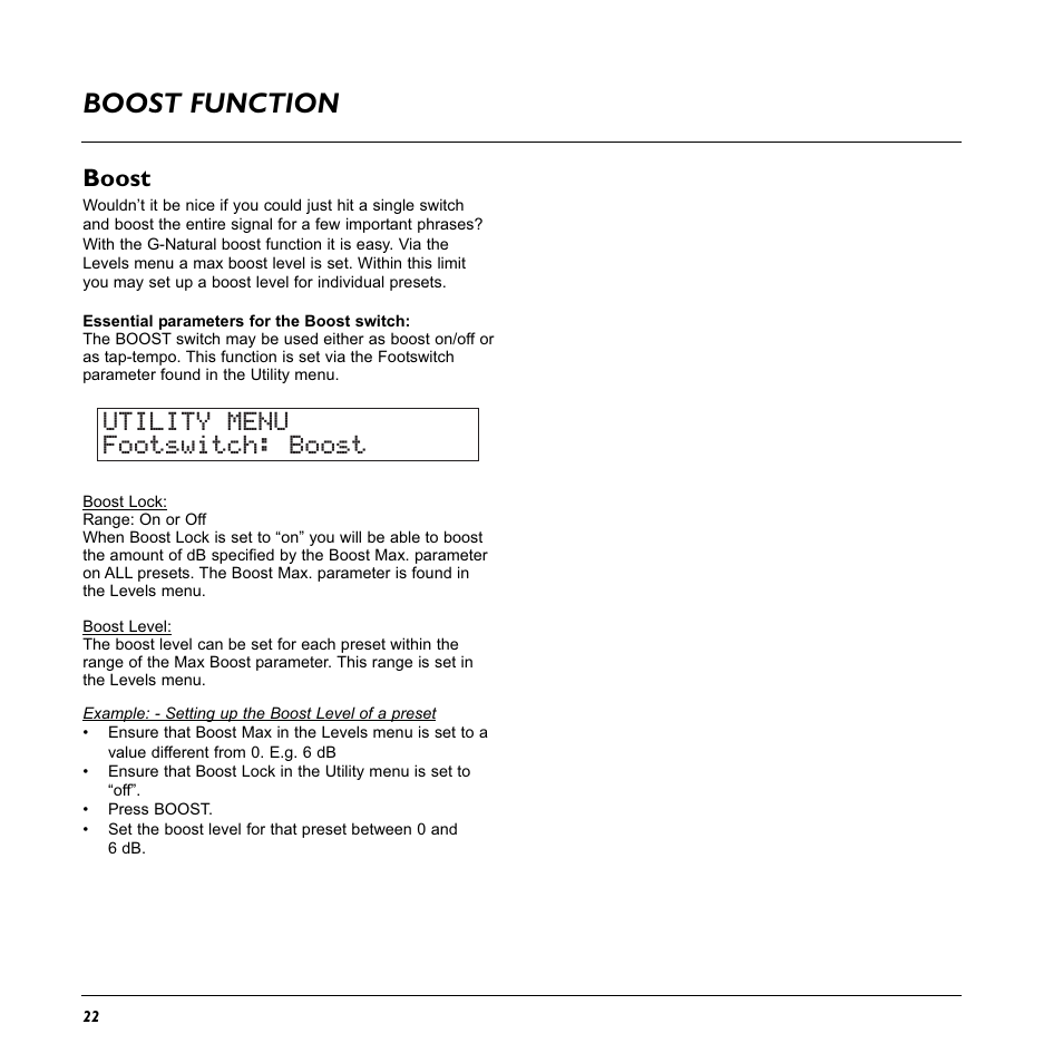 Boost function, Boost | TC Electronic G-Natural User Manual | Page 24 / 34