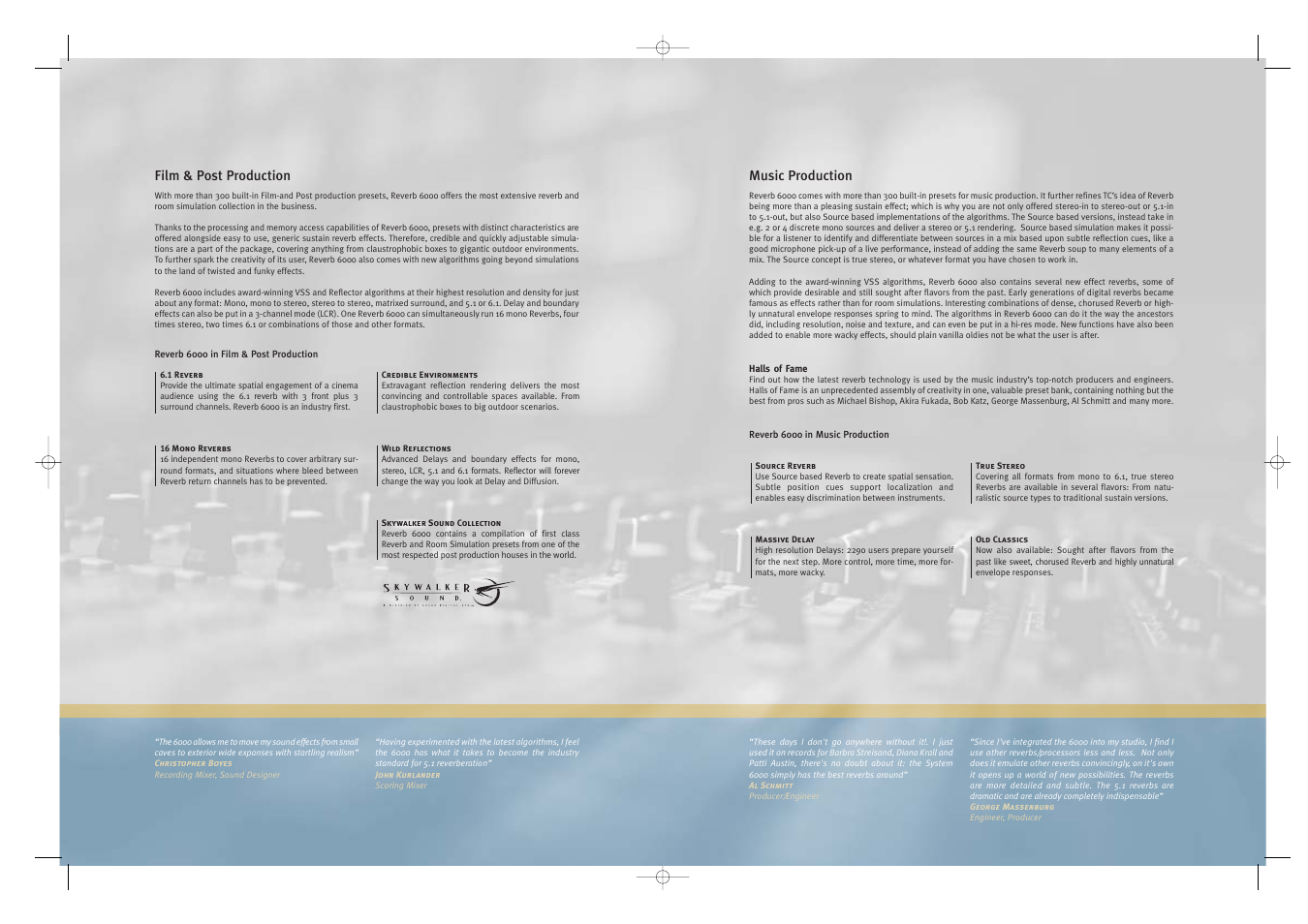 Film & post production, Music production | TC electronic SDN BHD System 6000 User Manual | Page 3 / 4