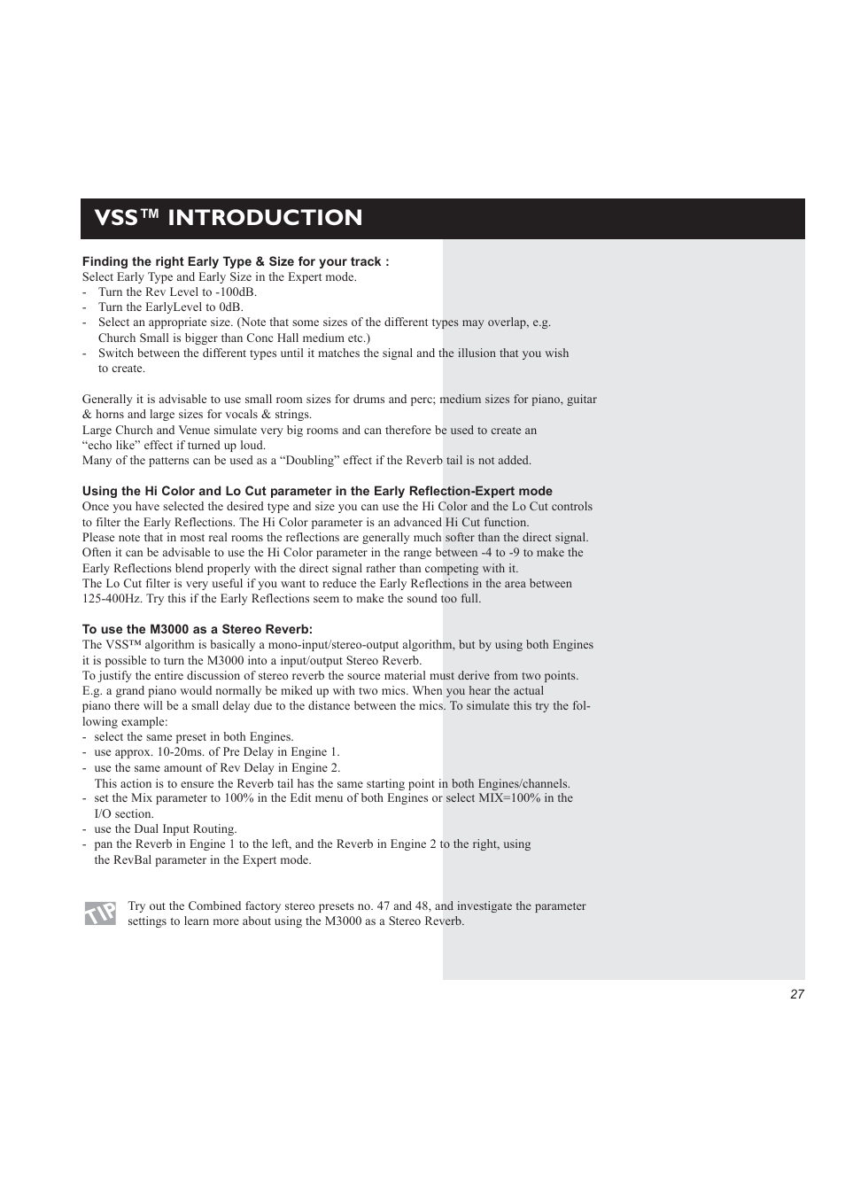 Vss™ introduction | TC electronic SDN BHD M3000 User Manual | Page 29 / 78