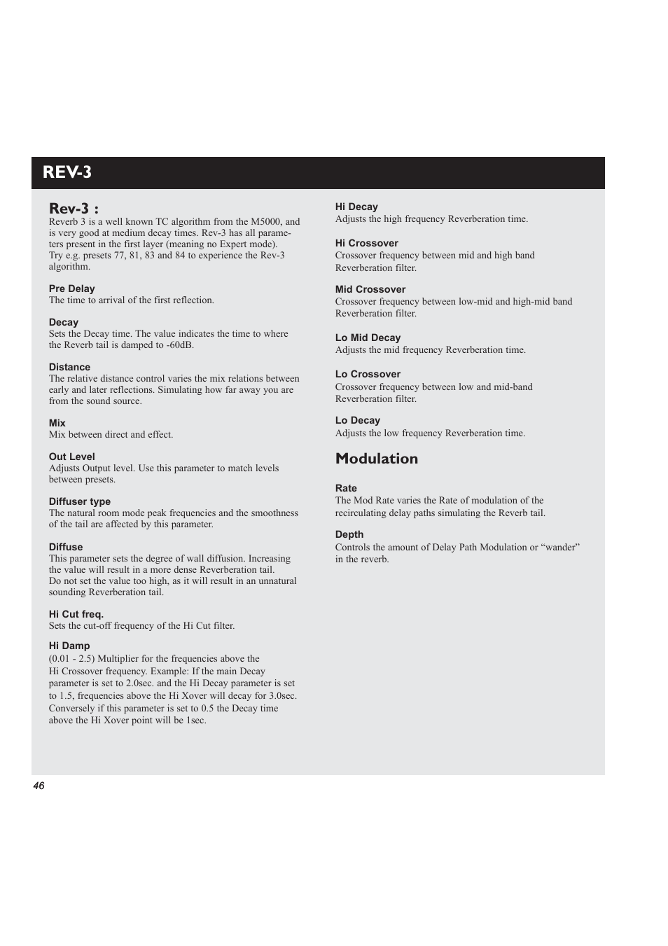 Modulation, Rev-3 | TC electronic SDN BHD M3000 User Manual | Page 48 / 78