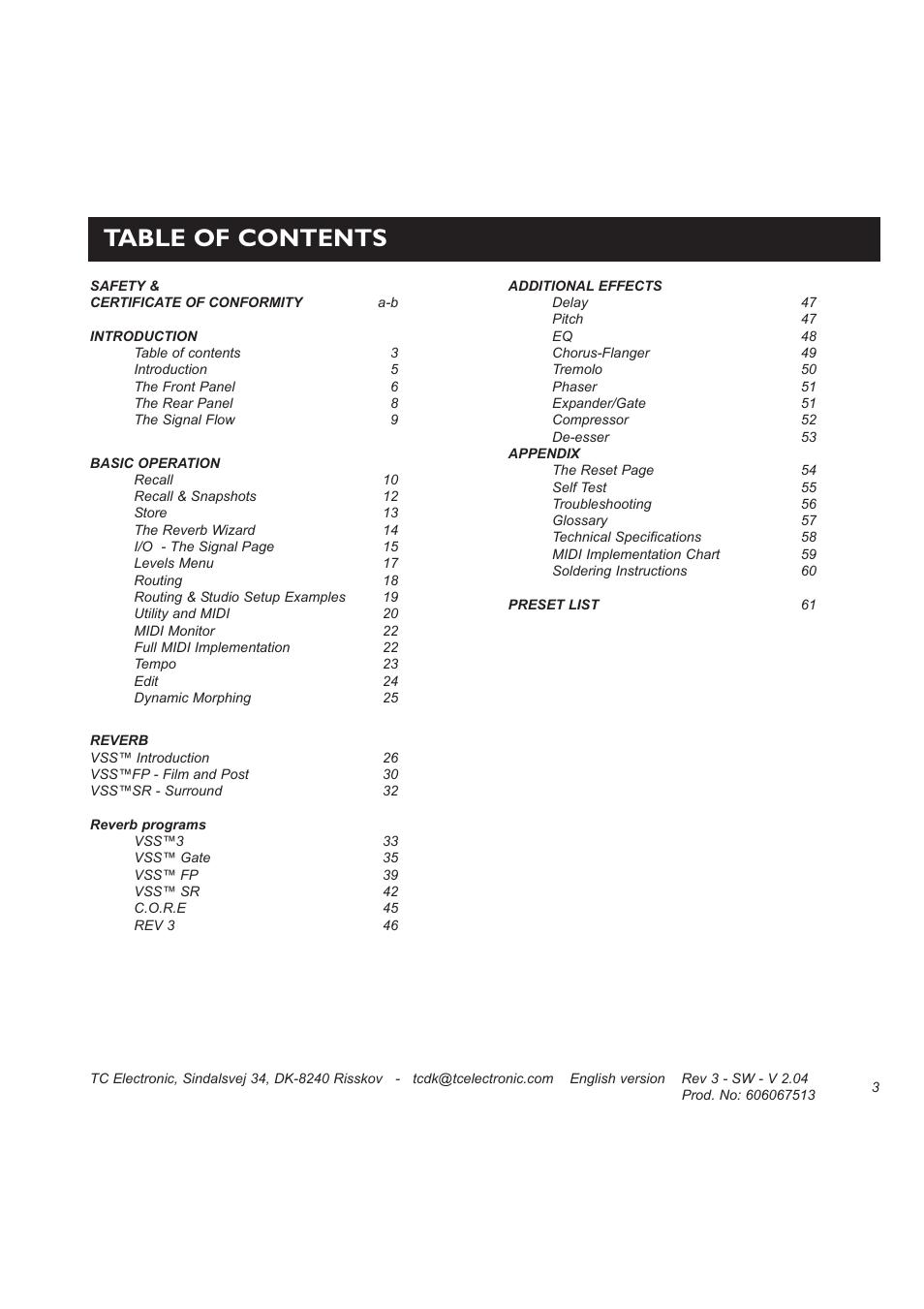 TC electronic SDN BHD M3000 User Manual | Page 5 / 78