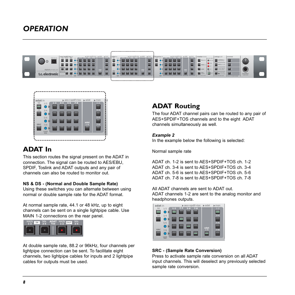 Operation, Adat routing, Adat in | TC electronic SDN BHD x32 User Manual | Page 10 / 30