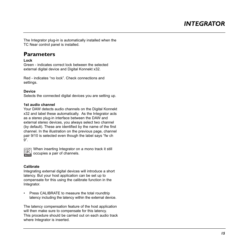 Integrator, Parameters | TC electronic SDN BHD x32 User Manual | Page 17 / 30