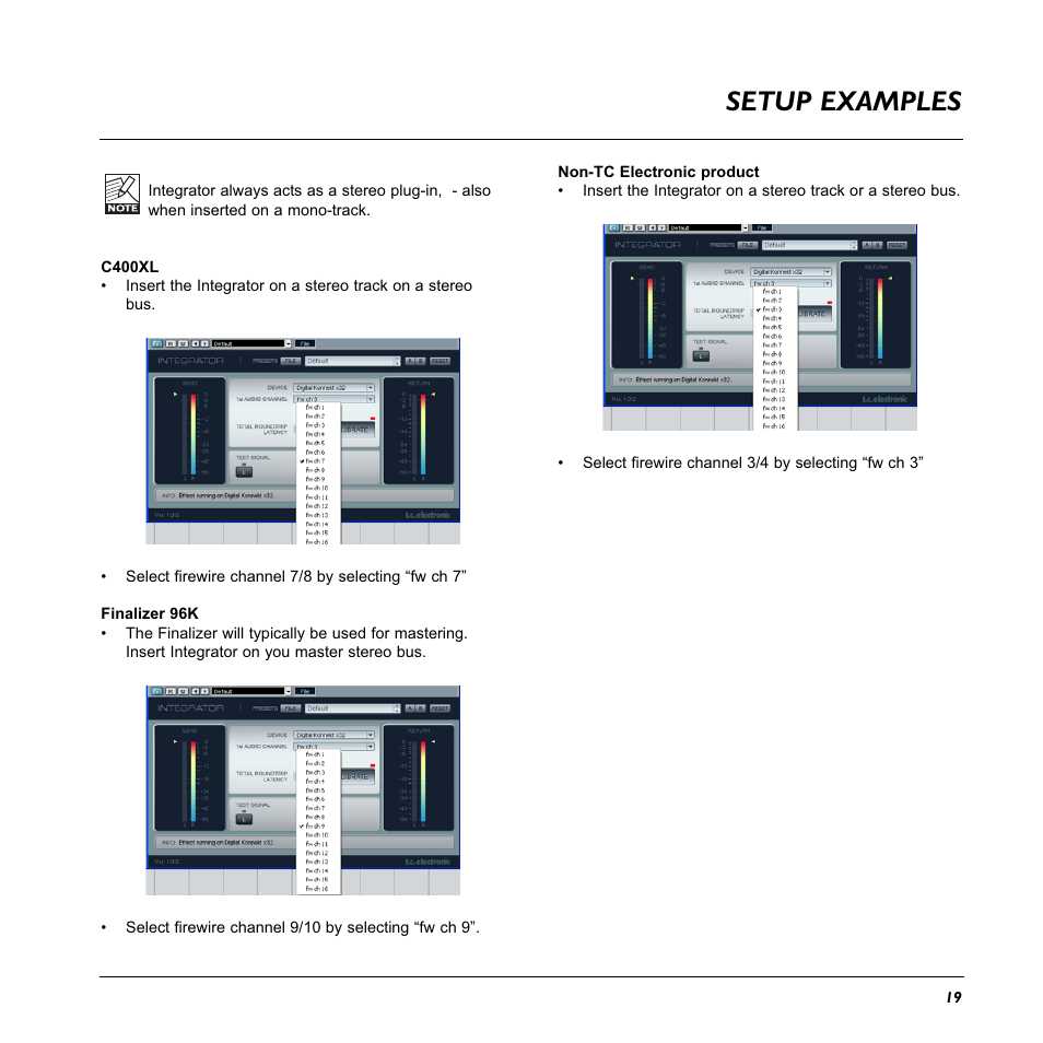 Setup examples | TC electronic SDN BHD x32 User Manual | Page 21 / 30