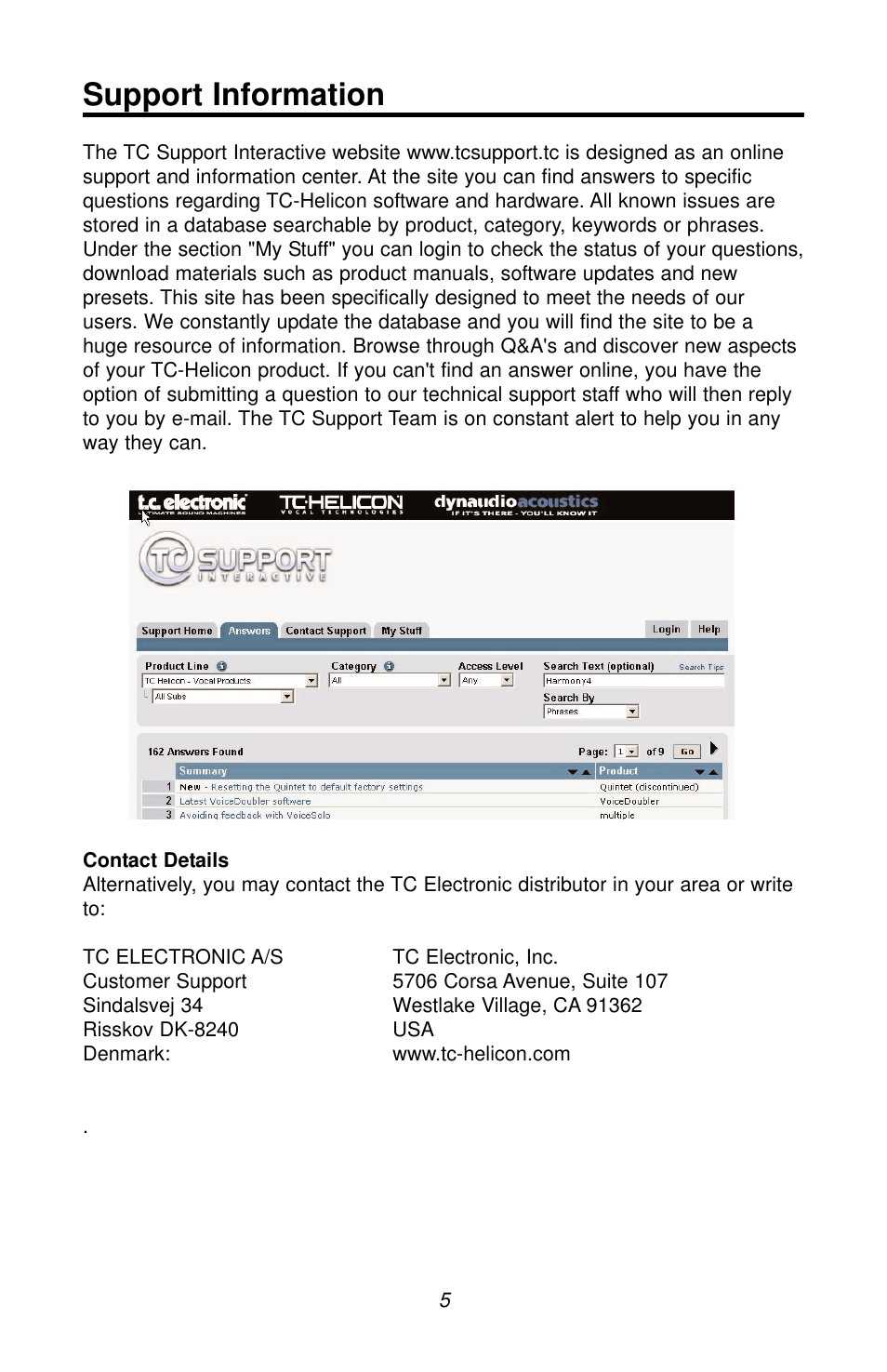 Support information | TC Electronic Harmony4 TDM User Manual | Page 5 / 22