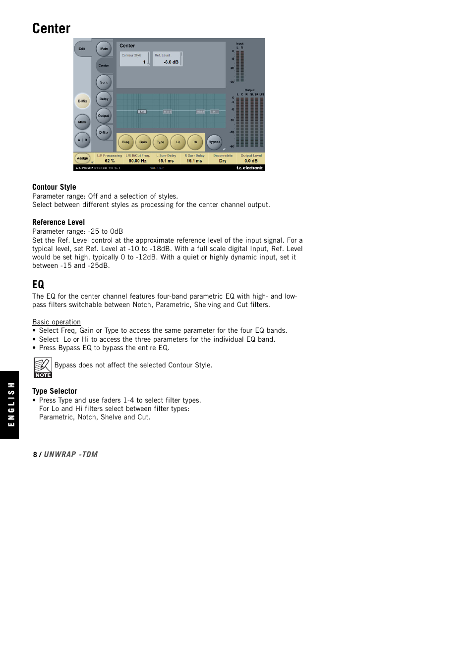 Center | TC Electronic UnWrap TDM User Manual | Page 10 / 23