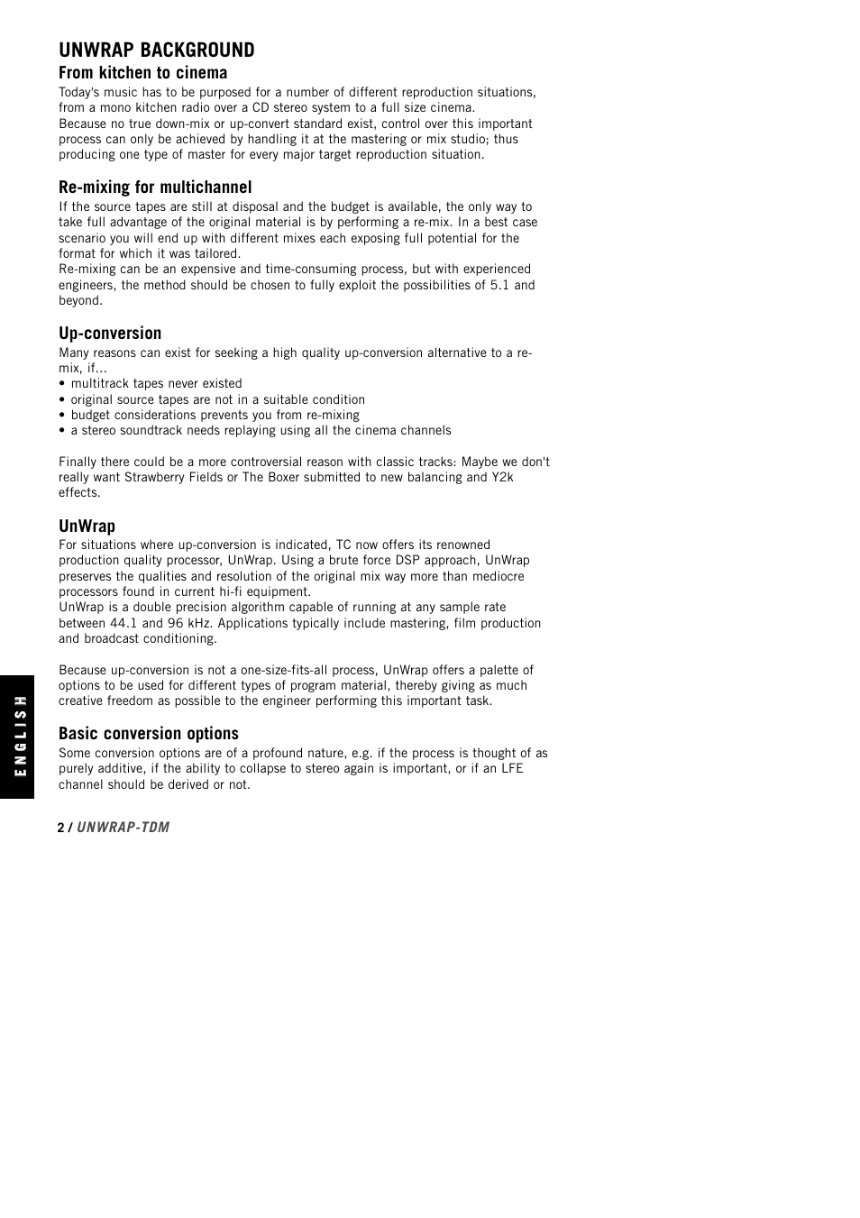 Unwrap background | TC Electronic UnWrap TDM User Manual | Page 4 / 23