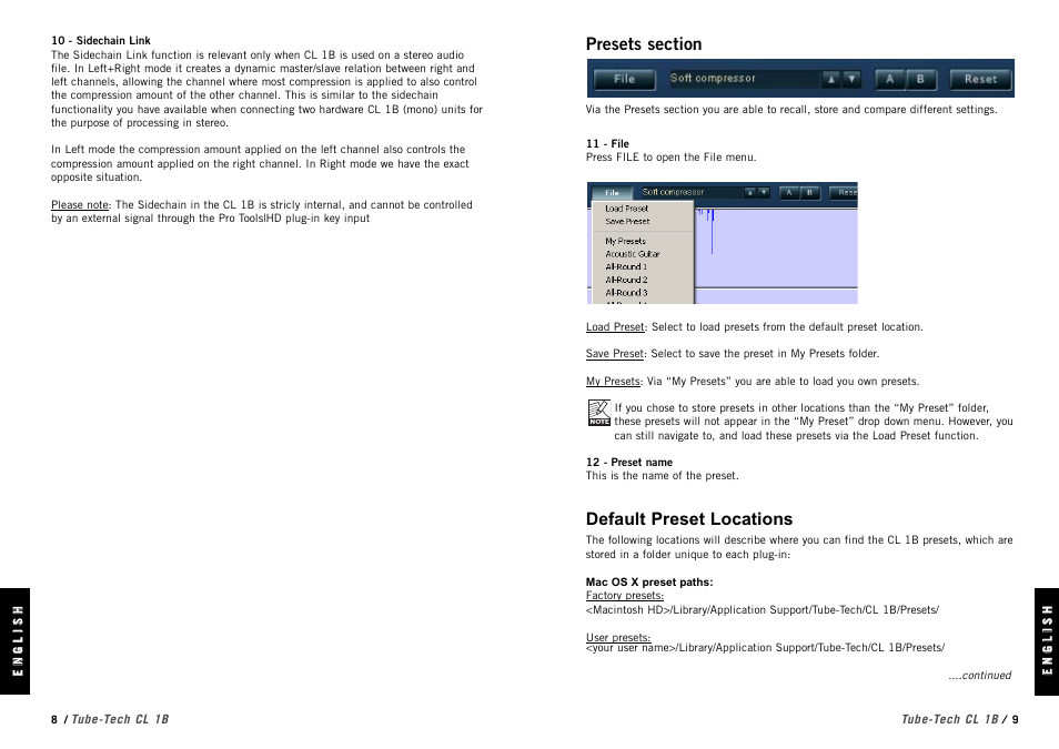 Default preset locations | TC Electronic Tube-Tech CL 1B TDM User Manual | Page 5 / 6