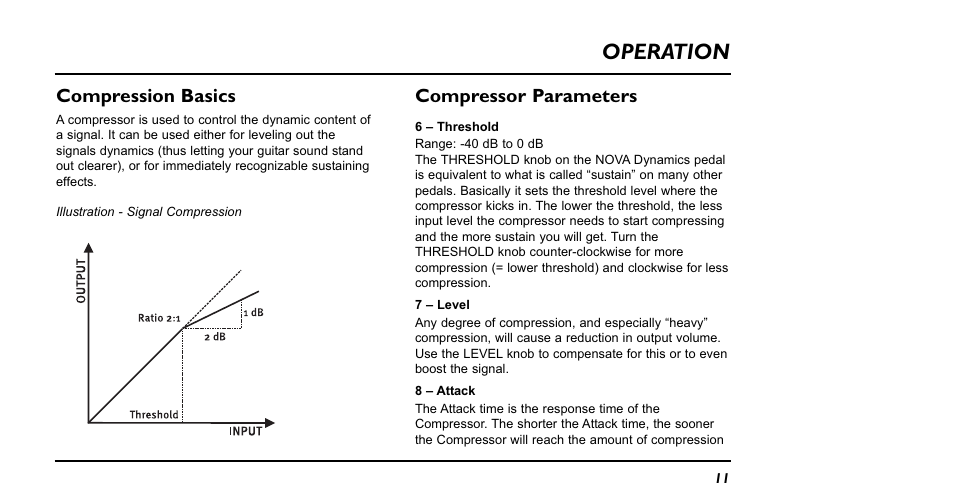 Operation, Compression basics, Compressor parameters | TC electronic SDN BHD Nova Dynamics NDY-1 User Manual | Page 11 / 20