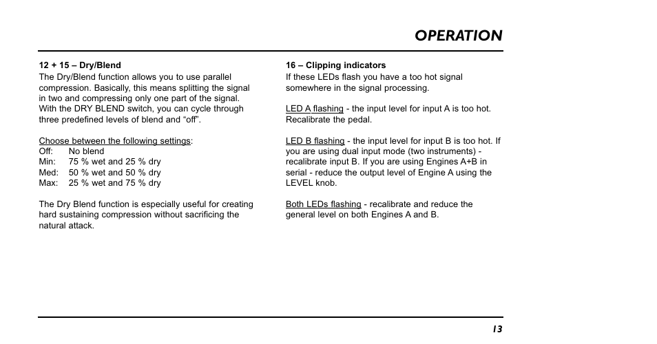 Operation | TC electronic SDN BHD Nova Dynamics NDY-1 User Manual | Page 13 / 20