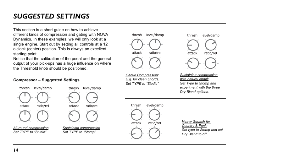 Suggested settings | TC electronic SDN BHD Nova Dynamics NDY-1 User Manual | Page 14 / 20