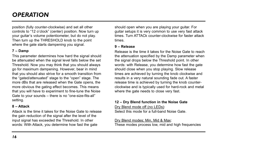 Operation | TC electronic SDN BHD Nova Dynamics NDY-1 User Manual | Page 16 / 20