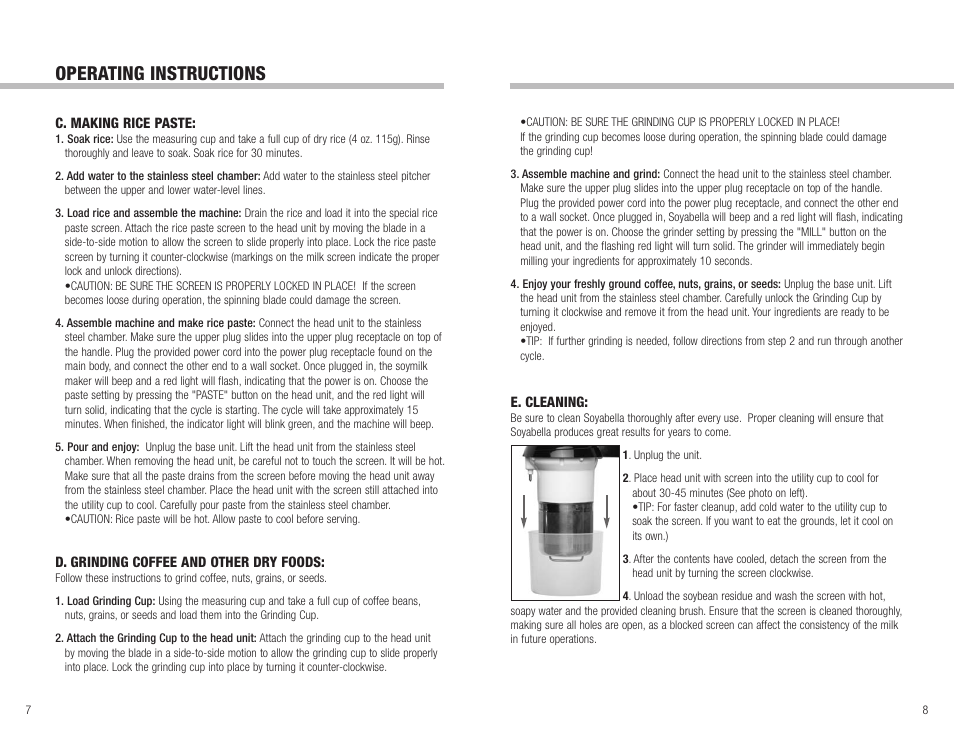 Operating instructions | Tribest SOYABELLA SB-130 User Manual | Page 5 / 10
