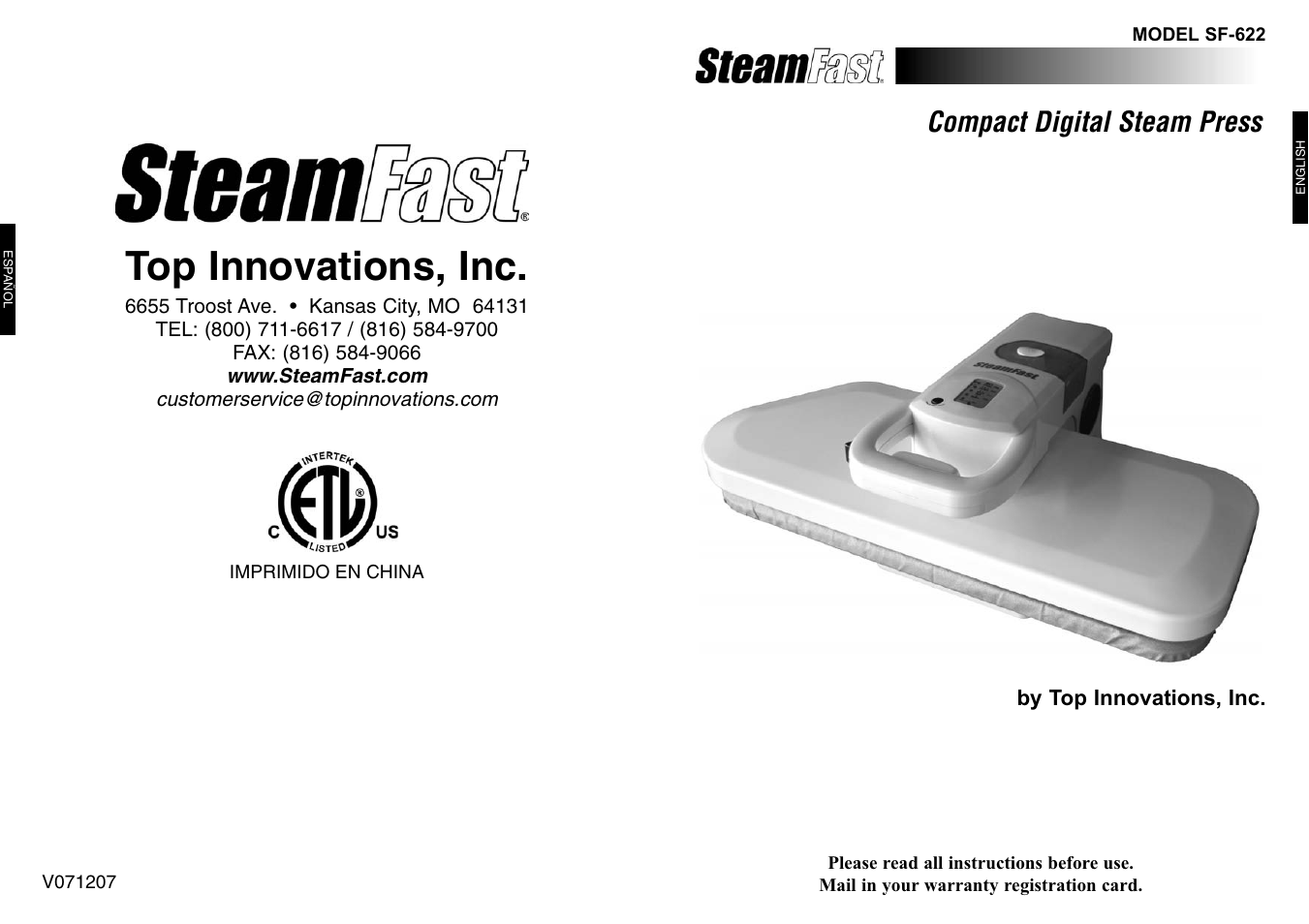 Top Innovations SF-622 User Manual | 16 pages