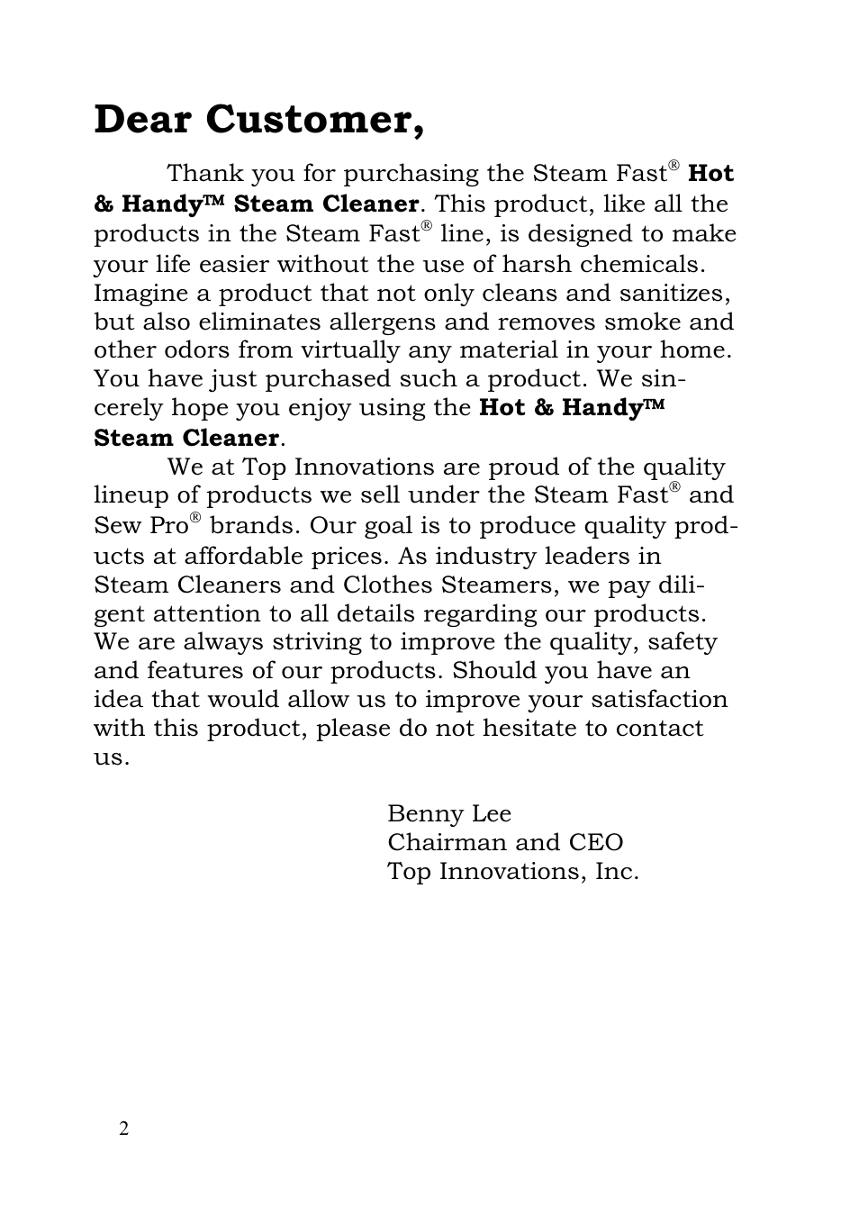 Dear customer | Top Innovations SF-220 User Manual | Page 2 / 12